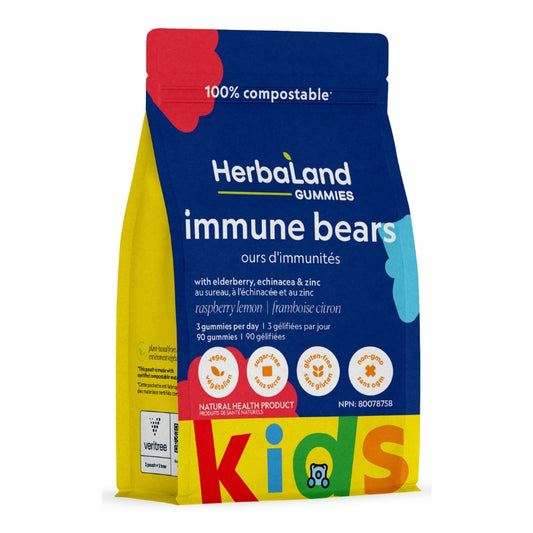 herbaland ours immunites immune bears 90 gummies gélifié framboise citrons