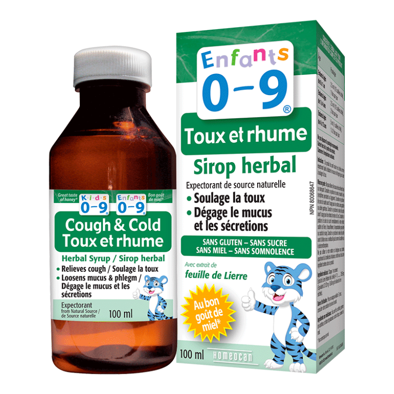 Homeocan Sirop Herbal Toux Et Rhume Enfants 0-9 Soulage la toux Dégage le mucus et les sécrétions Sans gluten Sans Miel Sans somnolence