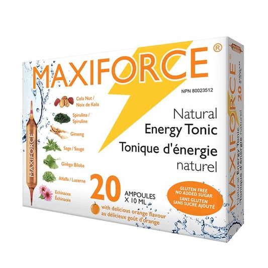 Homeocan Maxiforce Tonique D'Énergie Naturel Sans gluten Sans sucre ajouté Goût d'orange