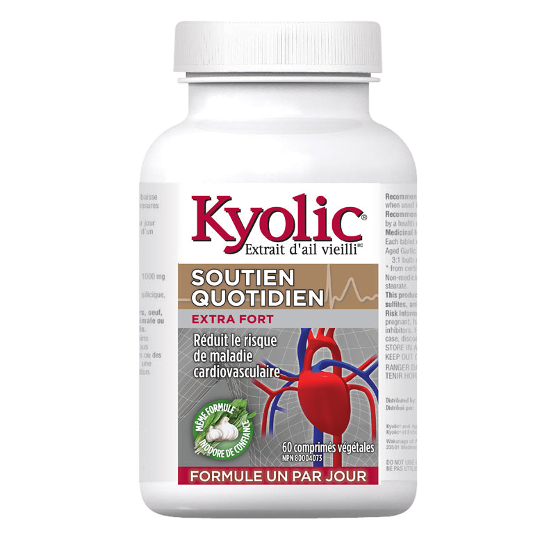 Kyolic extrait d'ail vieilli soutient quotidien extra fort formule un par jour
