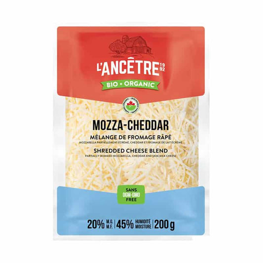 Mélange cheddar et mozzarella râpé||Mozza-Cheddar - Shredded cheese blend - Organic