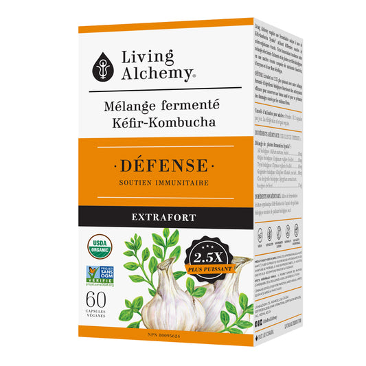 living alchemy mélange fermentté kéfir-kombucha défense soutien immunitaire extrafort sans ogm 2.5x plus puissant 60 capsules véganes