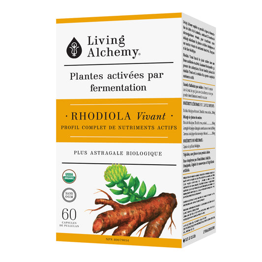 living alchemy plantes activées par fermentation rhodiola vivant profil complet nutriments actifs plus astragale biologique sans ogm 60 capsules