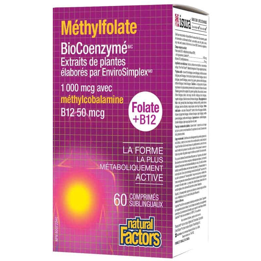 Natural factors méthylfolate b12 1000 mcg b12 50 mcg