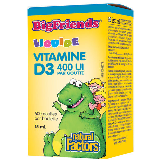 Natural factors bigfriends vitamine d3 400 ui liquide