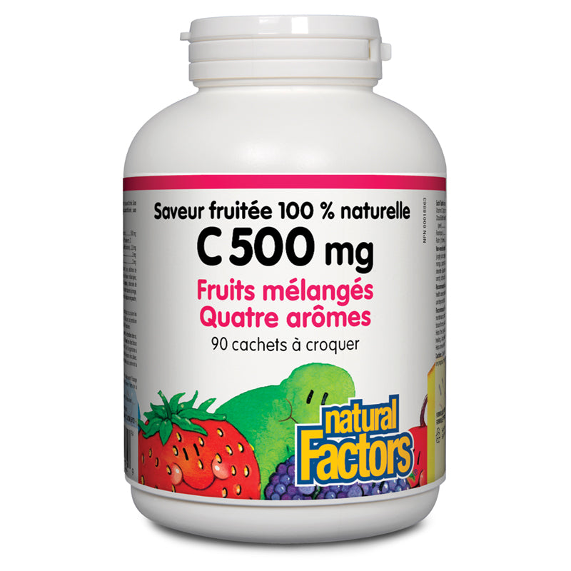 Natural factors c 500 mg fruits mélangés quatre arômes  croquer