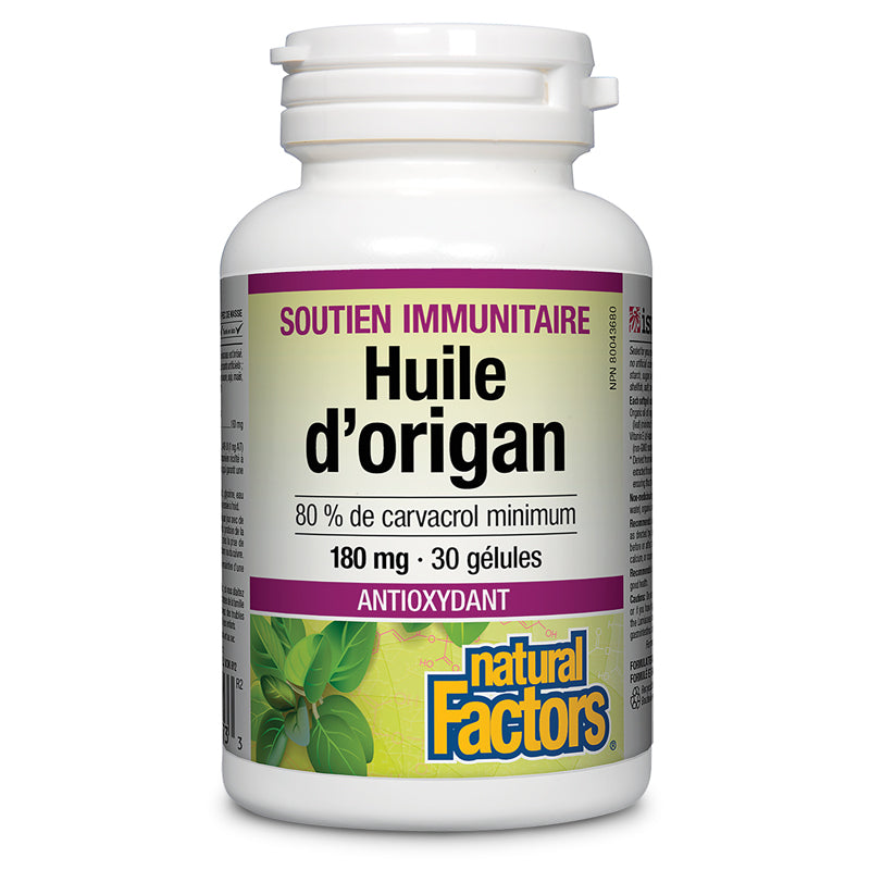 Natural factors huile d'origan 180 mg