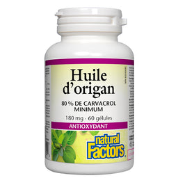 Natural factors huile d'origan 180 mg