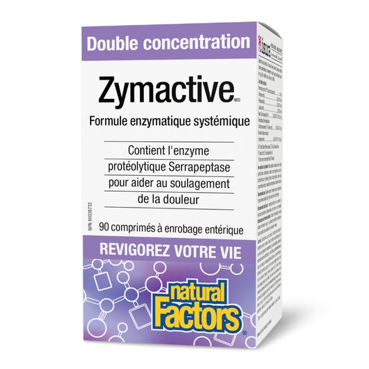 Natural Factors Zymactive Double Concentration Avec Serrapeptase Enrobage entérique
