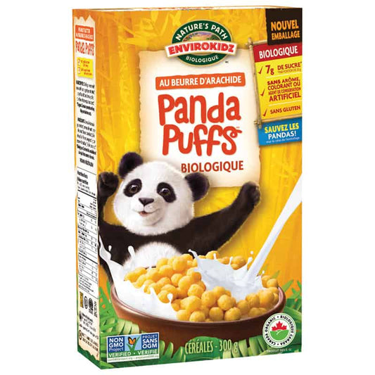 Céréales soufflées au beurre d’arachide Panda Puffs Bio||Panda Puffs Peanut Butter EnviroKidz  Organic Cereals