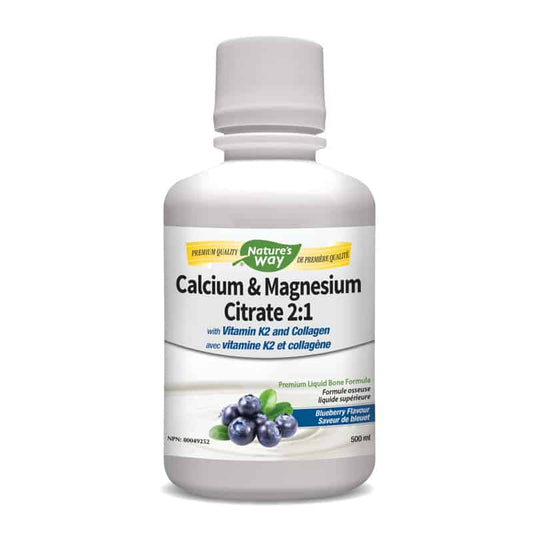 CAL/MAG Citrate 2:1 avec Collagène et K2 Bleuet||CAL/MAG citrate 2:1 with collagen and K2 - Blueberry