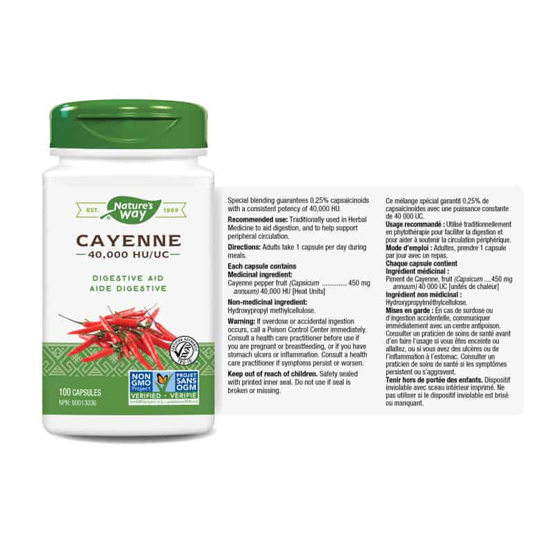 Poivre de Cayenne - Capsicum frutescens et capsaïcine - piment de cayenne -  60 gélules | Herba Direkt