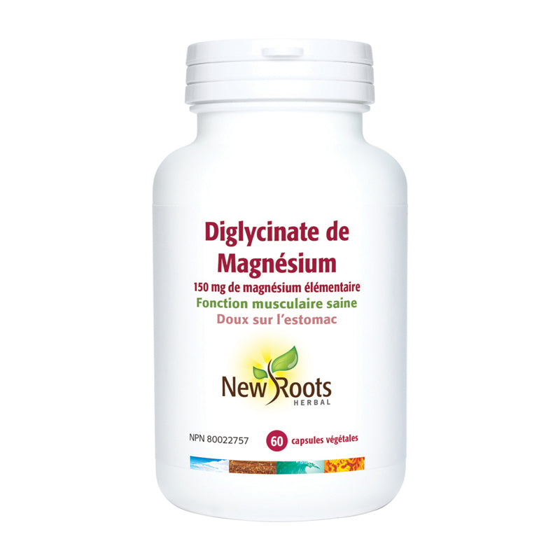 new roots diglycinate de magnésium 150 mg élémentaire muscle capsules végétales