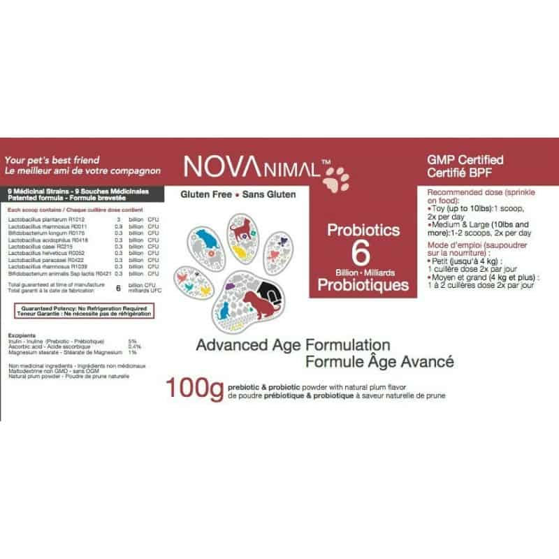 NOVAnimal Formule Âge avancée 6 milliards||NOVAnimal Probiotics 6 billions - Advanced age formation