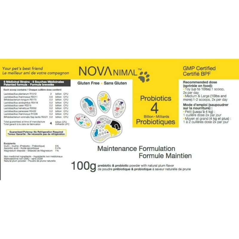 NOVAnimal Formule Maintien 4 milliards||Novanimal Probiotics 4 billions - Maintenance formulation