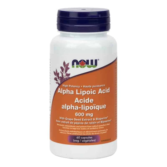 now acide alpha-lipoique 600mg 60 capsules végétales