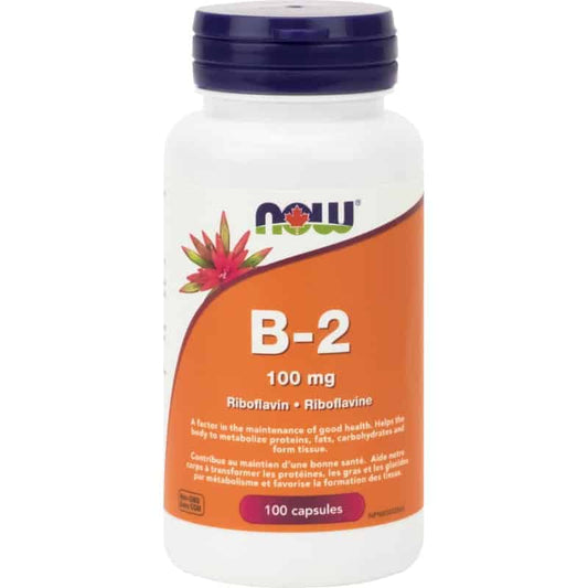 now b-2 100 mg riboflavine formation de tissus 100 capsules