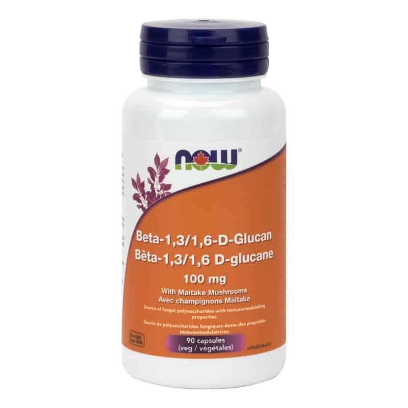 now bêta-1,3/1,6 d-glucane 100 mg avec champignons maitake 90 capsules végétales