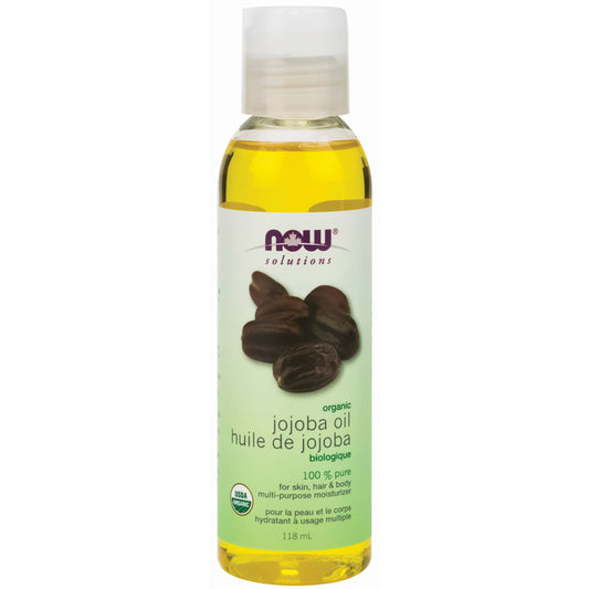 now huile de jojoba biologique 100% pure peau et corps hydratant usage multiple 118 ml