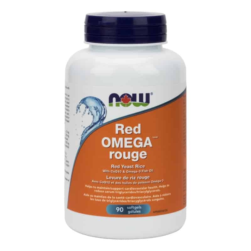 now omega rouge levure riz rouge coq10 huile de poisson oméga-3 santé cardiovasculaire 90 gélules