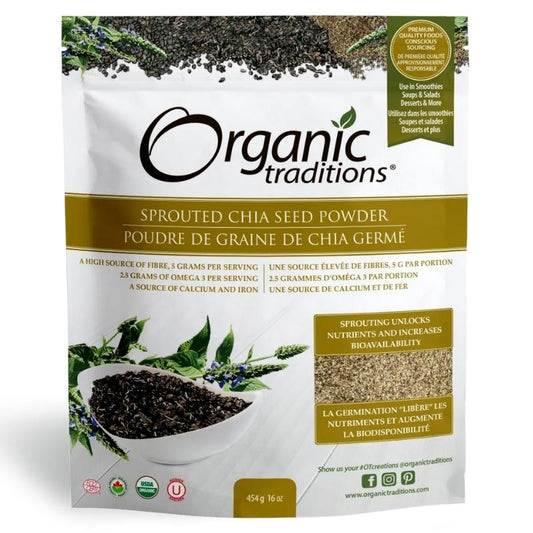Organic Traditions Poudre De Graine De Chia Germé Biologique