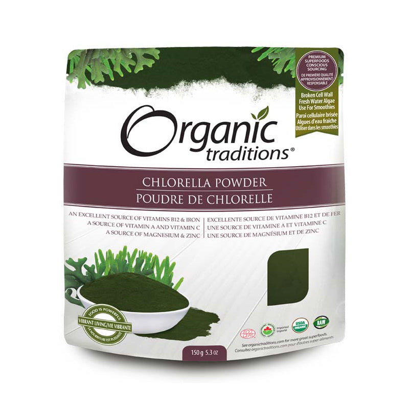 Organic traditions poudre de chlorelle biologique 150g poudre
