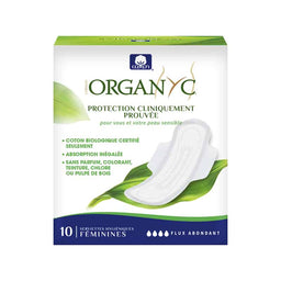 Organic pads with wings folded - Heavy flow