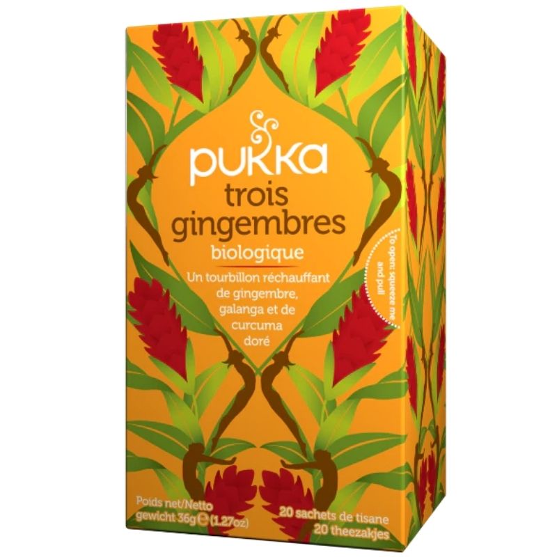 Pukka Tisane trois gingembres biologique, galanga, curcuma, 20 sachets