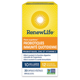 Renew life Flore Suprême Probiotiques Immunité Quotidienne 10 milliards avec Zinc et Vitamine C