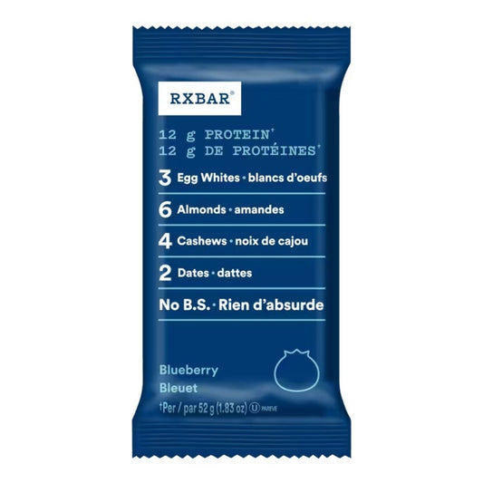 Rxbar Barre Protéinée Aux Bleuets  Pas de sucre ajouté Pas de gluten Pas d'arômes artificiels