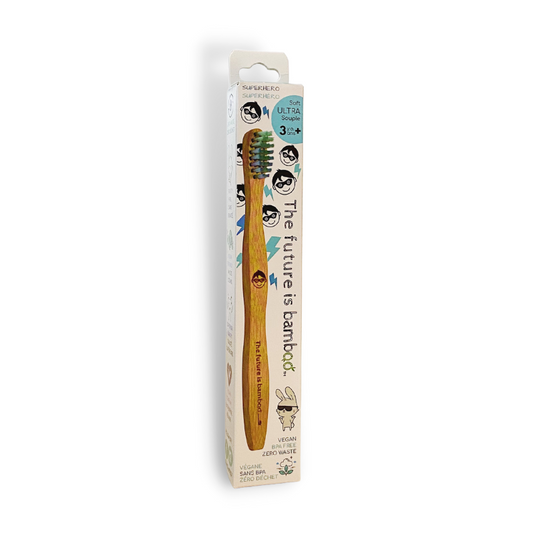 Brosse à dent en bamboo superhéro - Ultra souple||Bamboo toothbrush - Superhero ultra soft