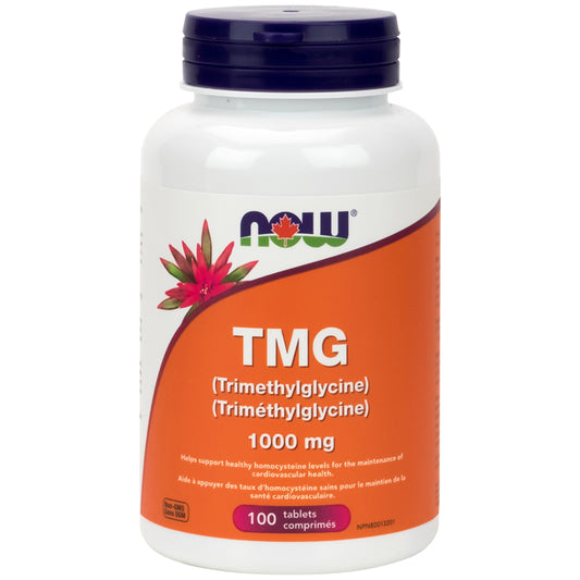 now tmg triméthylglycine 1000 mg homocystéine sains santé cardiovasculaire sans ogm 100 comprimés