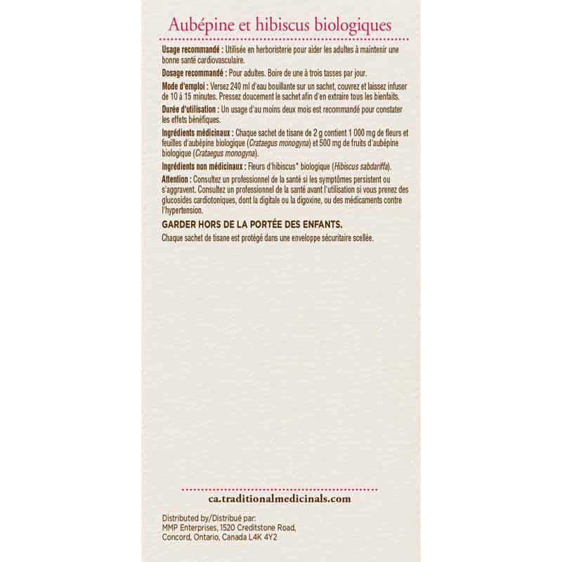 Traditional medicinals tisane quotidienne aubépine hibiscus biologique sans caféine