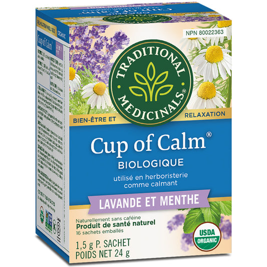 Traditional medicinals tisane relaxation cup of calm biologique lavande menthe sans caféine
