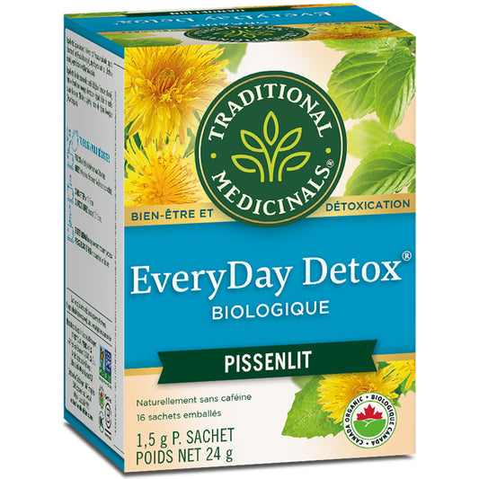 Traditional medicinals tisane détoxication everyday detox biologique pissenlit sans caféine