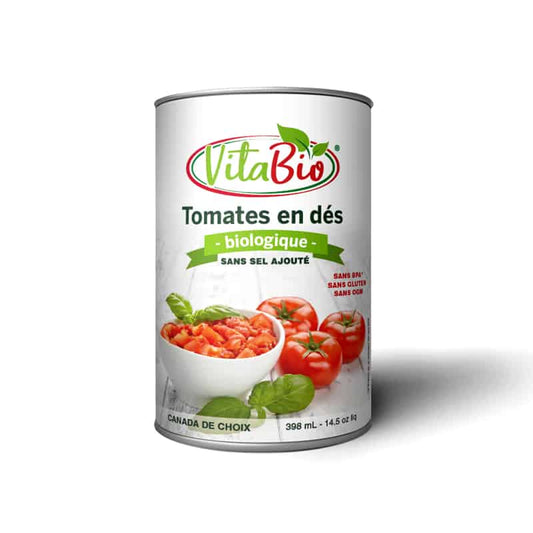 VitaBio tomates en dés sans sel ajouté biologique sans gluten
