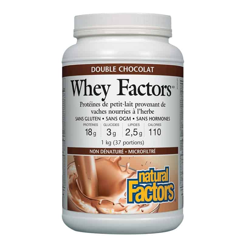Natural factors whey factors protéines petit lait sans gluten double chocolat