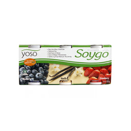 Yoso soygo yogourt végétal bleuet vanille fraise